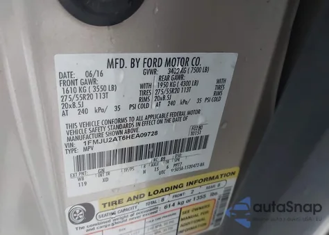 2017 Ford Expedition Limited из США, поврежденный, VIN 1FMJU2AT6HEA09728